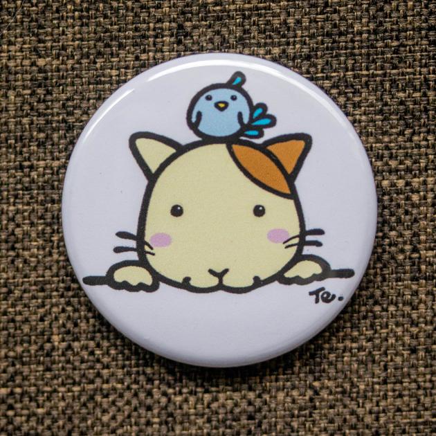 缶バッジ_38mm【014：ねことぴよ】２個セット　※他の絵柄との組み合わでせてのセット購入もできます
